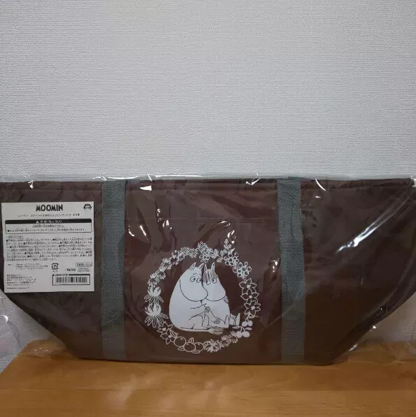 Moomin Cool shopping bag with pocket Brown New 38cm