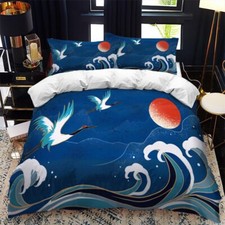 New Japanese Ukiyoe Culture Style Duvet Cover +Pillowcase 2/3 Pcs Bedding Set N1