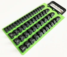48pc GOLIATH INDUSTRIAL SOCKET STORAGE TRAY RAIL HOLDER 1/4 3/8 1/2 GREEN SSTBG
