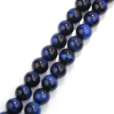2.0mm Hole Blue Tiger Eye Smooth Round Beads 6mm 8mm 10mm 15.5" Strand