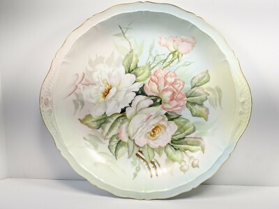 LARGE THEODORE HAVILAND LIMOGES 13'' LARGE BOWL HAND PAINTED SIGNED I.R. JUSKA