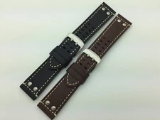 22mm 24mm 26mm MS915 Hadley Roma Genuine Leather Watch Band Rivets fits Luminox