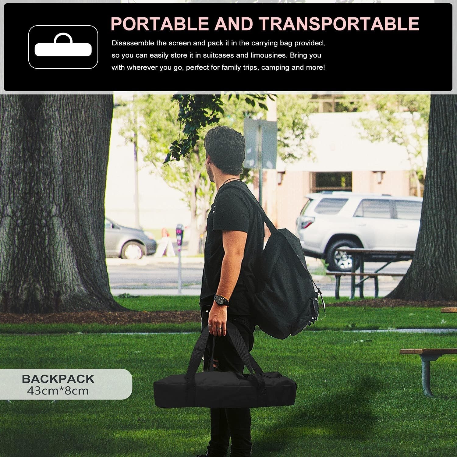 Projector Screen with Stand 80 inch 169 HD 4K Outdoor Indoor