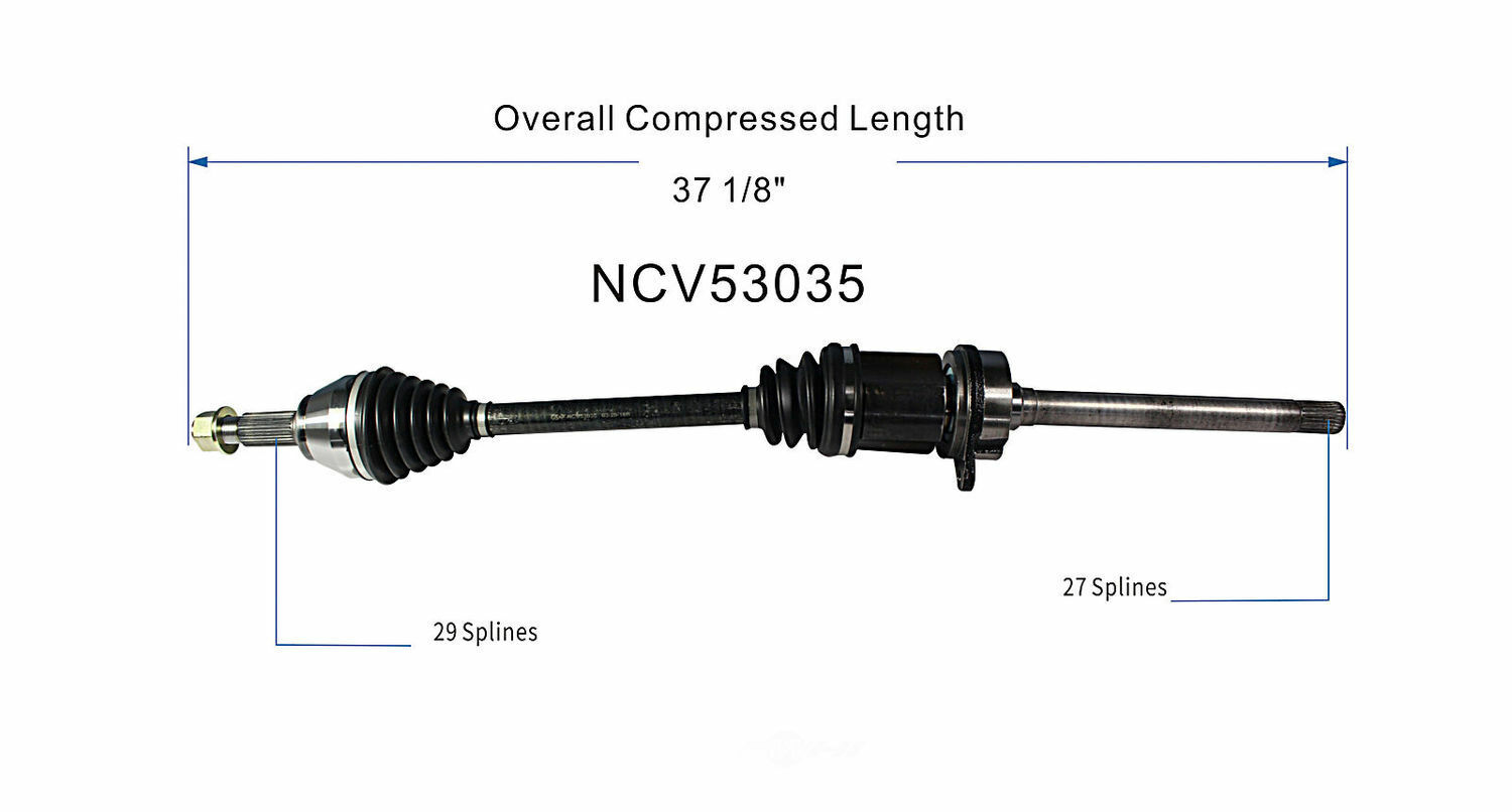 CV Axle AssemblyNew CV Axle Front Right GSP NCV53035 fits 1117 Nissan
