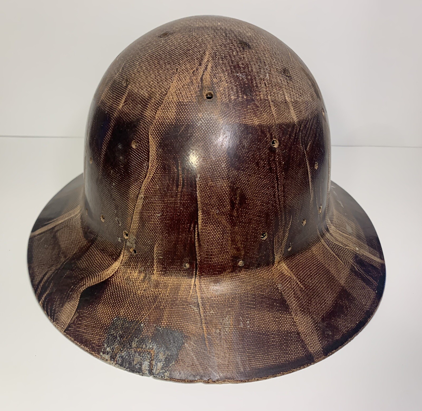 Vintage MSA Type K Skulgard Fiberglass Mining Full Brim Hard Hat Brown