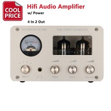 Hifi Audio Amplifier 4 In 2 Out Electric Tube Stereo Preamp Champaign Gold 