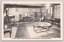 Paul Revere House Living Room Interior Boston Massachusetts MA Postcard