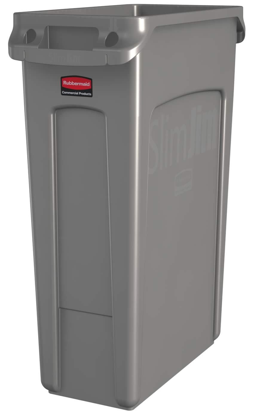 Rubbermaid Slim Jim Vented Container Recycling Bin 87 Litre - Grey