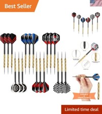 Professional Steel Tip Darts Set - 18-Piece Metal Darts for Fun and Competition