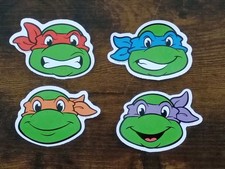 3" TEENAGE MUTANT NINJA TURTLES 4-Pk Vinyl Sticker Decal 1989 Set