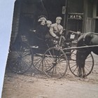 Vintage Real Photo Postcard Horse and Carriage Cowboy Street Scene Hat Store — photo 3