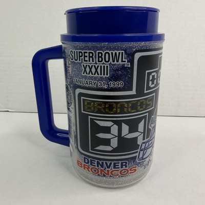 Vintage 1999 Denver Broncos Super Bowl XXXIII Plastic Truck Mug Never Used Blue