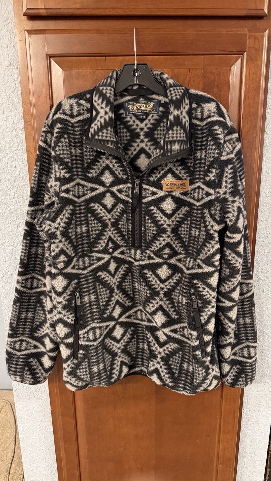 Pendleton BLACK/SILVER GRAY GEOMETRIC Half-Zip Sh… - image 1