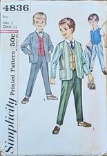 Simplicity 4836 BOYS Dressy Pants, Vest, Jack...