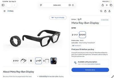 Ray-Ban  RAY-BAN DISPLAY ブラック Meta Ray-Ban Display Glasses STANDARD Black Neural Band 3 | eBay