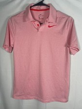 Nike Boy's Dri Fit Short Sleeve Polo Shirt Orange Red Striped Size Large