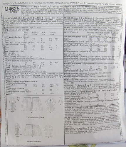 McCalls Costumes 4625 Womens 8-22 Ruched Gown Dress Shroud Duster Hat Pattern UC - Picture 2 of 2