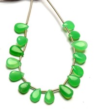 Natural Chrysoprase Gemstone 8x6 to 9x6 mm Smooth Pear Shape Beads 4.5" Strand