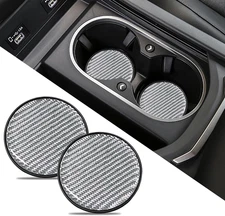 2PCS Car Cup Holder Coaster, Carbon Fiber Non-Slip Embedded Coasters, Universal 