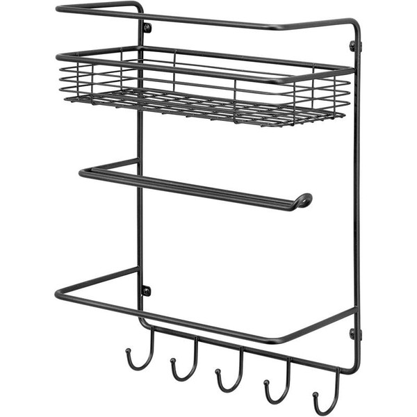 Mdesign KüChenrollenhalter Papierrollenhalter Wandregal GewüRzkorb Schwarz-image