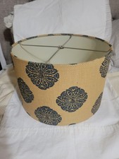 Vntg Fabric Drum Shaped Lamp Shade w/blue Florals Ht 9" 14"