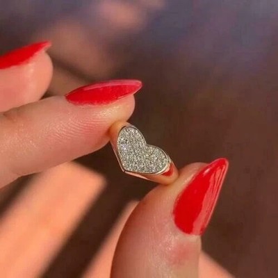 2Ct Round Lab-Created Diamond Heart Cluster Wedding Ring 14K Yellow Gold Plated