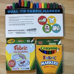 Crayola Fabric Markers Dual Tip Non-Toxic Lot of 3Boxes 40 Multicolor 