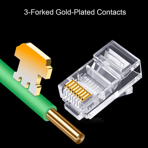 100 Teiliger RJ45 Anschluss 6U Vergoldeter Durchgang Durch Ethernet Kabel M8391 - Afbeelding 7 van 7