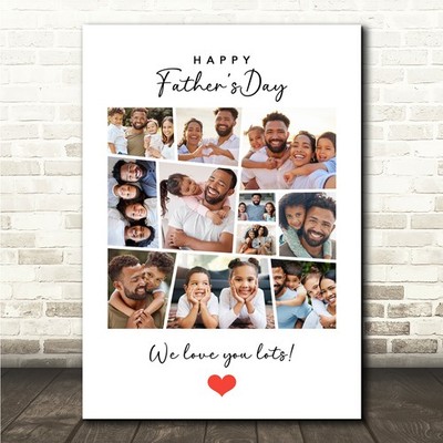 Fotocollage individuelles Geschenk zum Vatertag 11-Foto rotes Herz Druck oder Leinwand