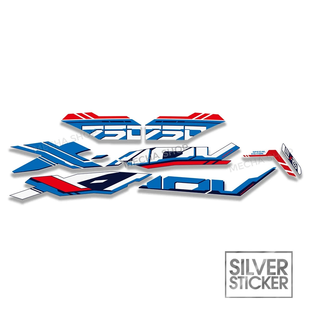 Xadv 750 X Adv Argento Lucido Kit XADV750 Adesivo Carenatura Blu Rosso Argento