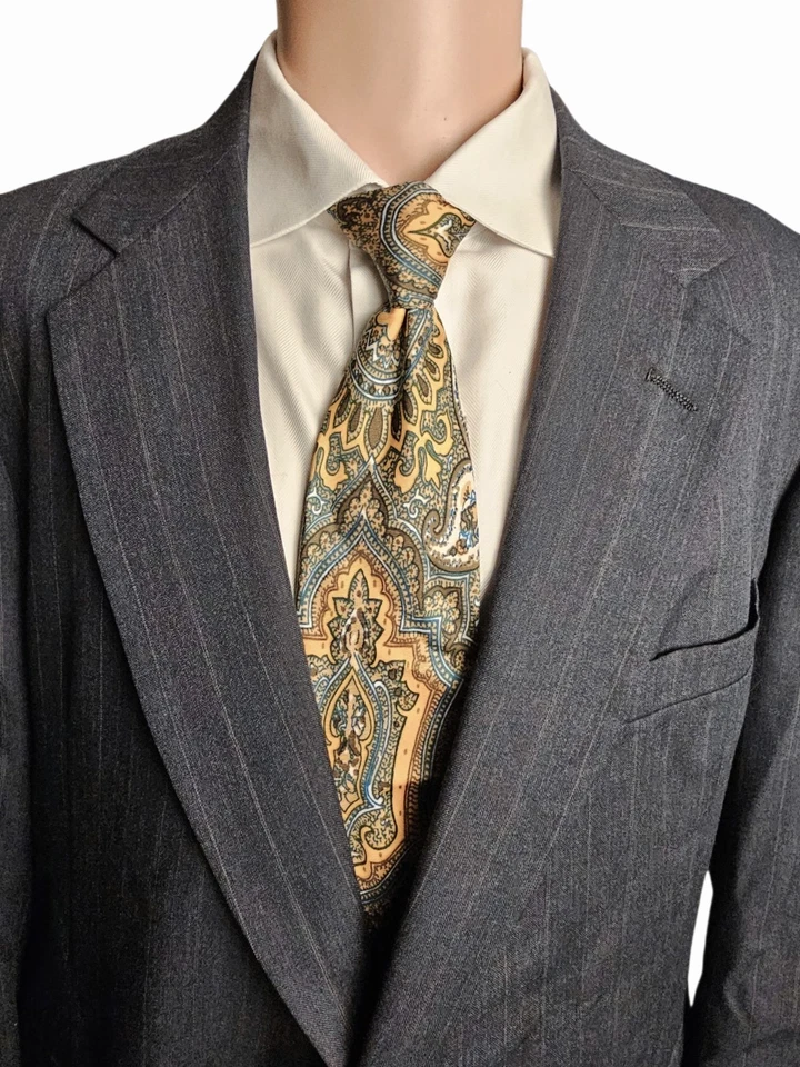 Vtg Stafford Gray Wool Pinstripe 2 Piece Suit 46R 38x32 Classic USA Business  - Image 4 of 4