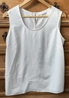 Ladies Useful Under/Stand Alone Wardrobe White  Faux Pleat Sleeveless Tank  16