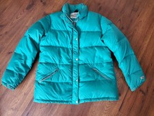 North Face Vintage 80s Teal Puffer Goose Down Coat Jacket Large USA Brown Label