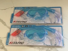 2x Dolfino Child Latex Free Swim Mask and Snorkel Set with Wideangle View Age 3+