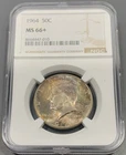 1964 NGC MS66+ Plus Kennedy Half Dollar 50c -nice Colorful Toned