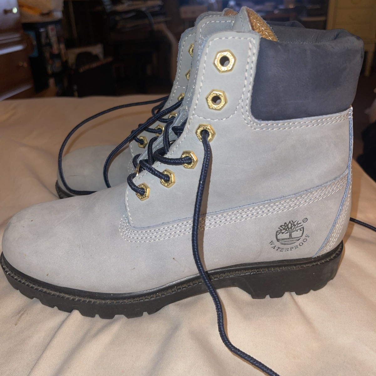Timberland Boots Womens 7.5M Light Blue Nubuck Leather | eBay display picture 1