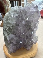 Large Amethyst Crystal Cluster on Matrix – 7” Tall with Wooden Stand