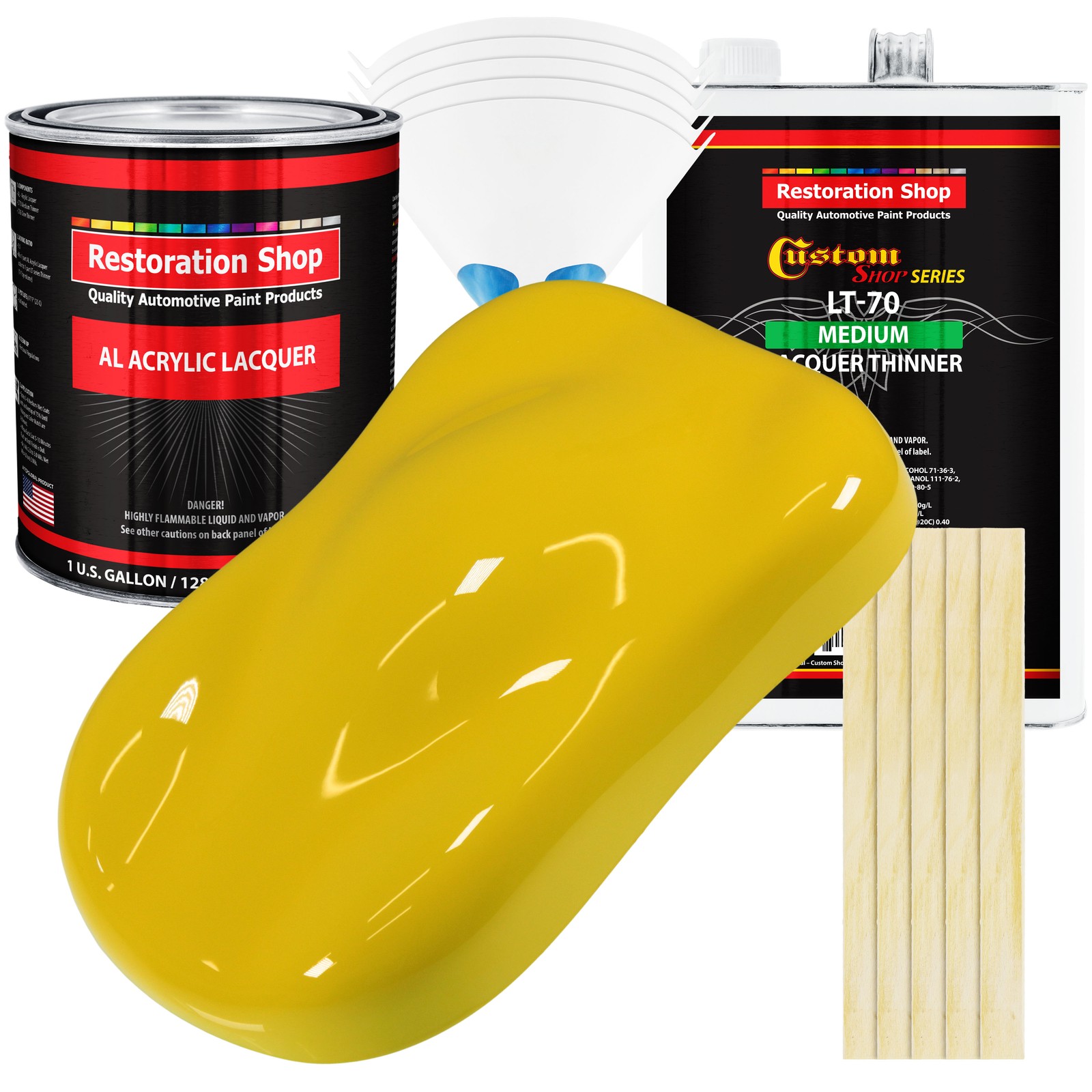 Electric Yellow Acrylic Lacquer Gallon Auto Paint Kit with Medium Thinner