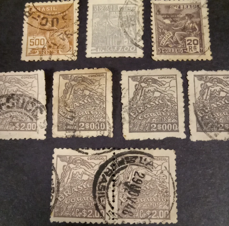 Brazil Stamps Lot 11 1921-1948 Aviation 20r Violet 1929 Handstamped Used Postal - Image 3 of 4