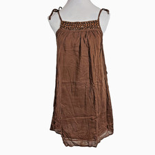 Calypso St. Barth Mini Ann Marie Dress size Small Brown Tie Shoulder Lined NWT