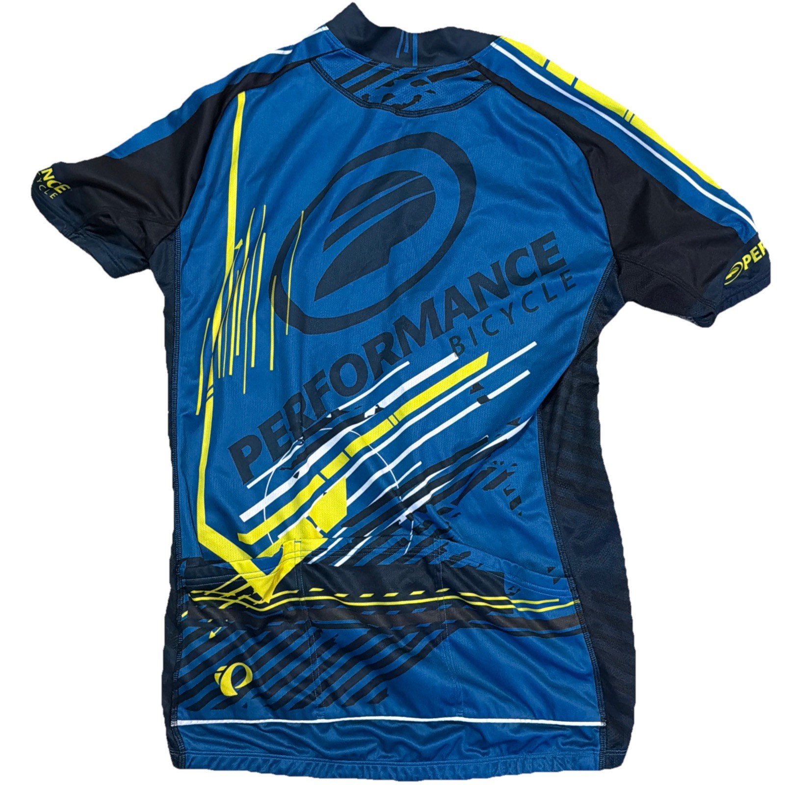 Pearl Izumi Elite XL Full Zip Blue Yellow Cycling Jersey Shirt Bike Geometric