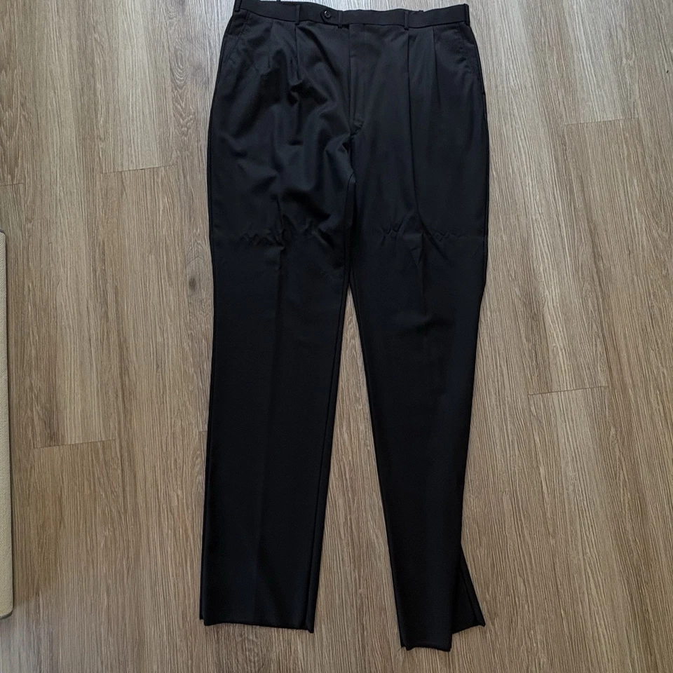 Adolfo Men's 2-piece Black Pinstripe Suit Super 100s Wool Sz 50 XLong / 44XL NEW - Image 2 of 4