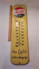 Pepsi cola embossed tin thermometer sign drink pop soda bottle cap beverage