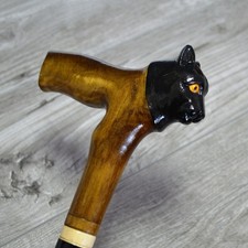 Cane Walking Stick Wooden carved Handmade Panther New