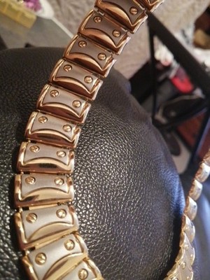 Egypt Revival Cleopatra Style Wide Gold Tone Textured Vintage Choker Necklace