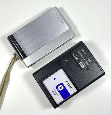 Sony Cyber-shot DSC-T90 Silver Compact Digital Camera 12.1MP Touchscreen Tested