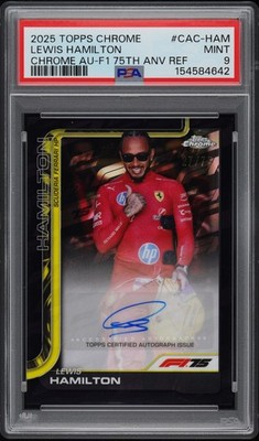2025 TOPPS CHROME FORMULA 1 CHROME AUTOGRAPHS #CAC-HAM LEWIS HAMILTON /75 PSA 