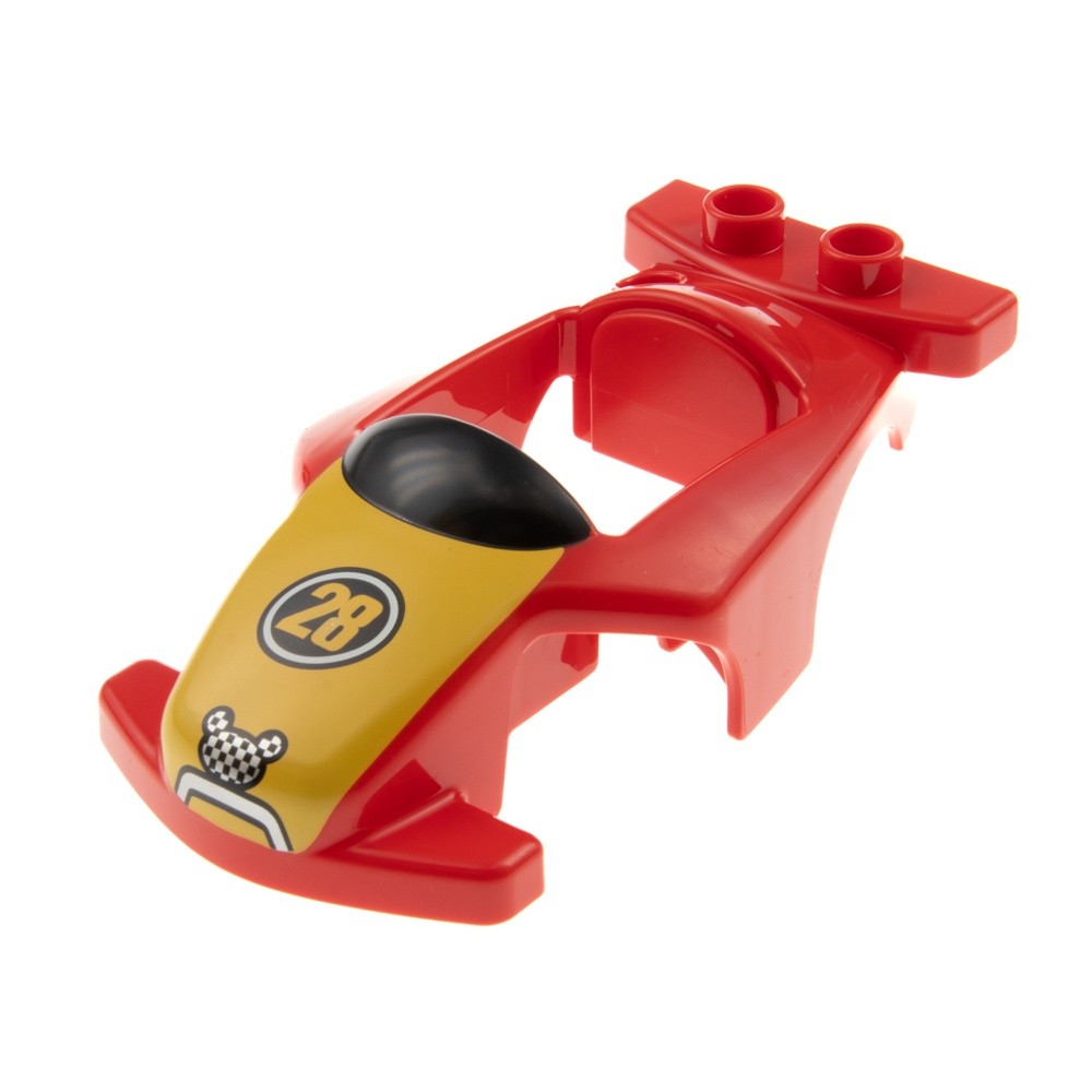 1x Lego Duplo Car Body Red Printed Yellow 28 Mickey Mouse 33365pb001