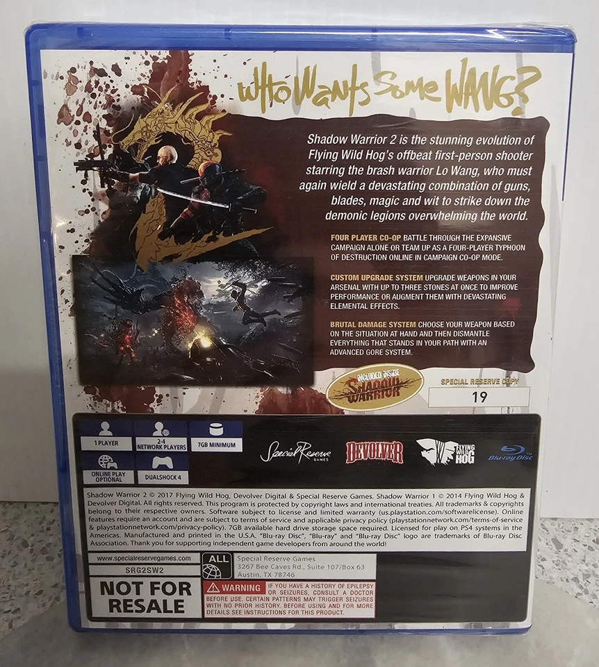 Special Reserve Shadow Warrior 2 PS4 Factory Sealed #19 W/ Scroll And Bag - Image 3 of 4