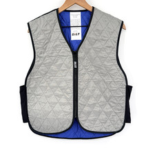 BILT Evaporative Cooling Vest Mens Large Nylon V-Neck Gray Blue Zip